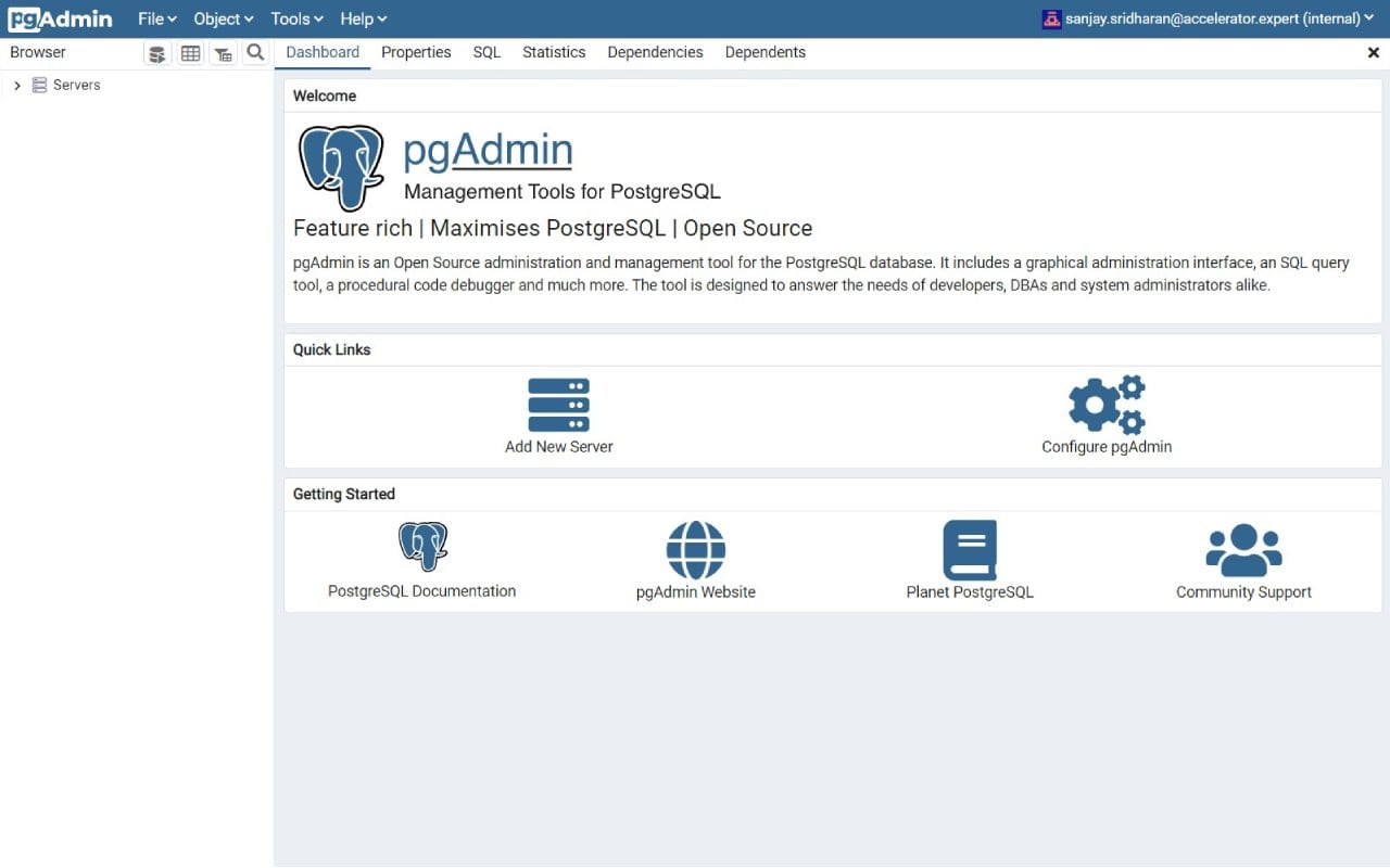 PostgreSQL software screenshot