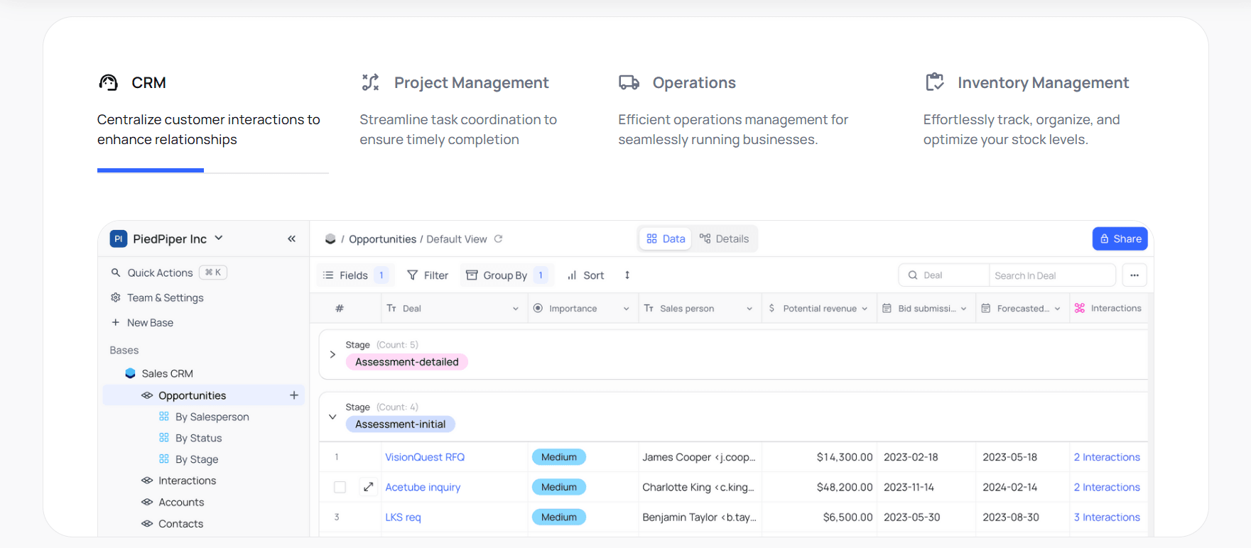 NocoDB dashboard