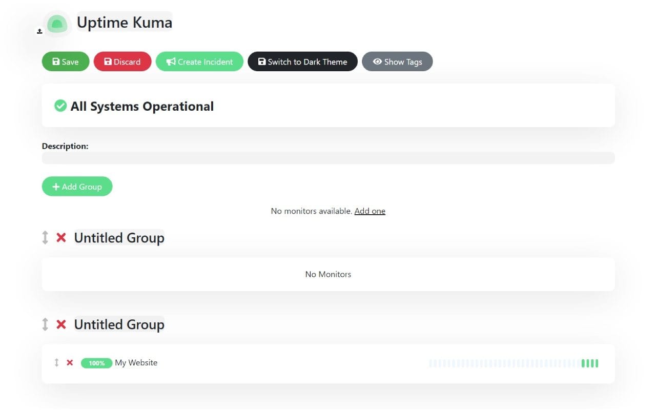 Uptime-kuma dashboard