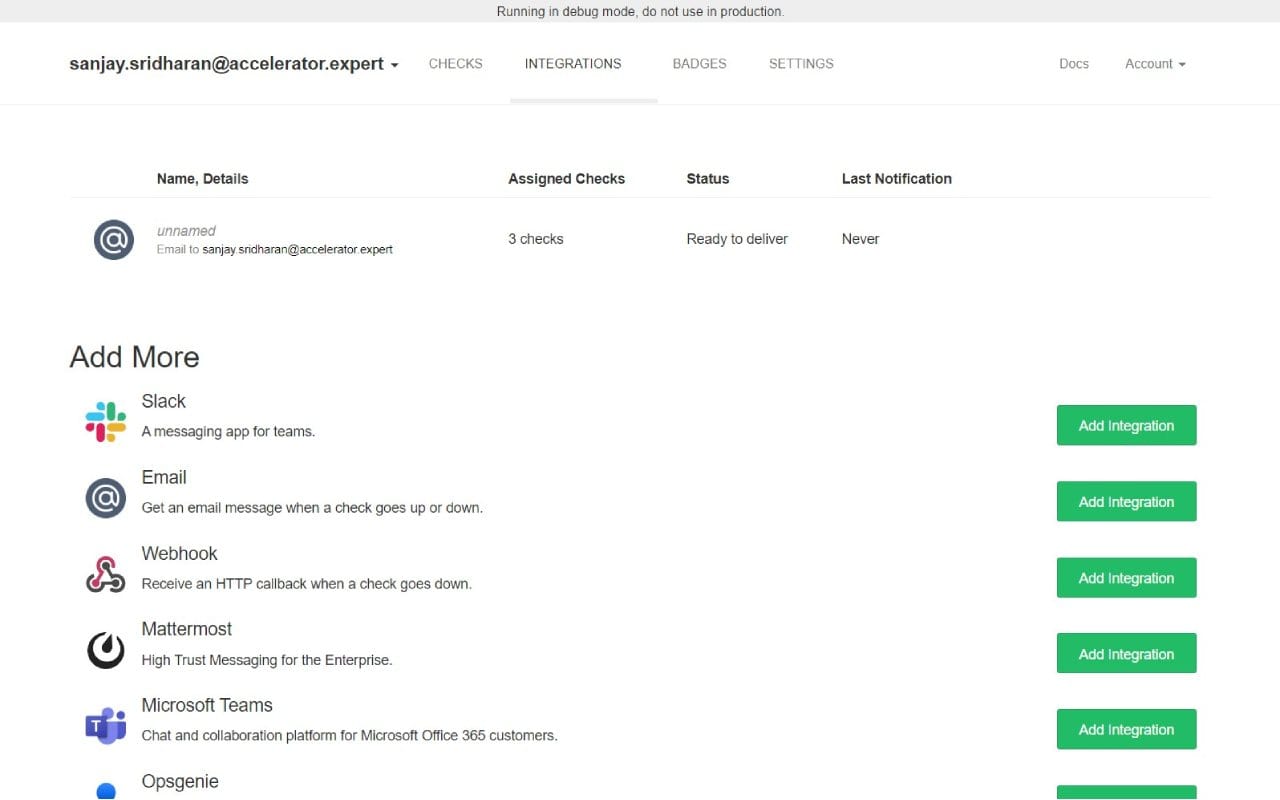 Healthchecks dashboard