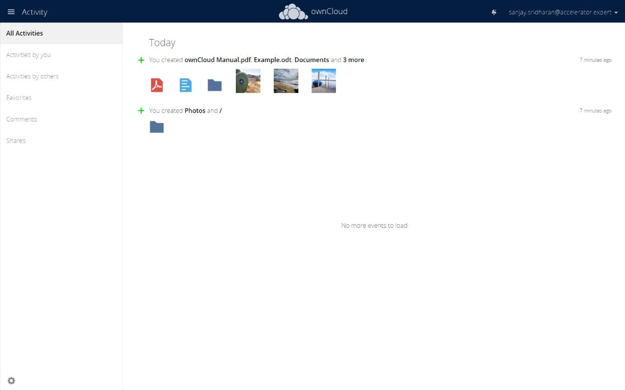 ownCloud software screenshot