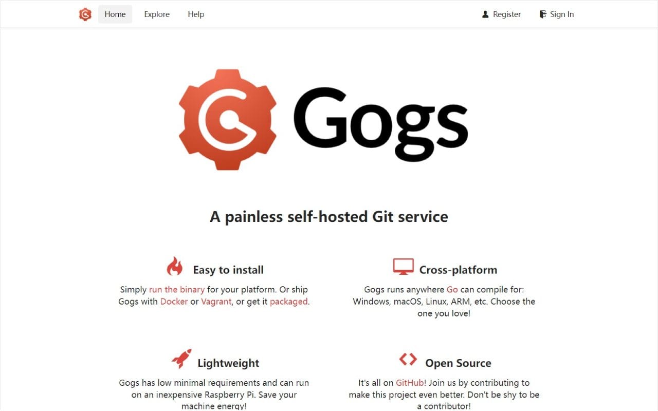 Gogs software screenshot