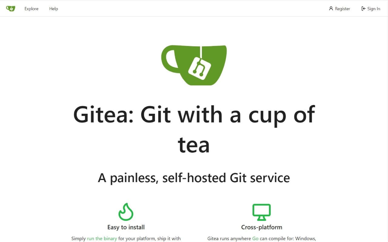 Gitea software screenshot