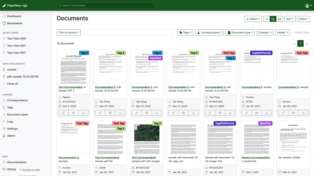 Paperless-ngx software screenshot