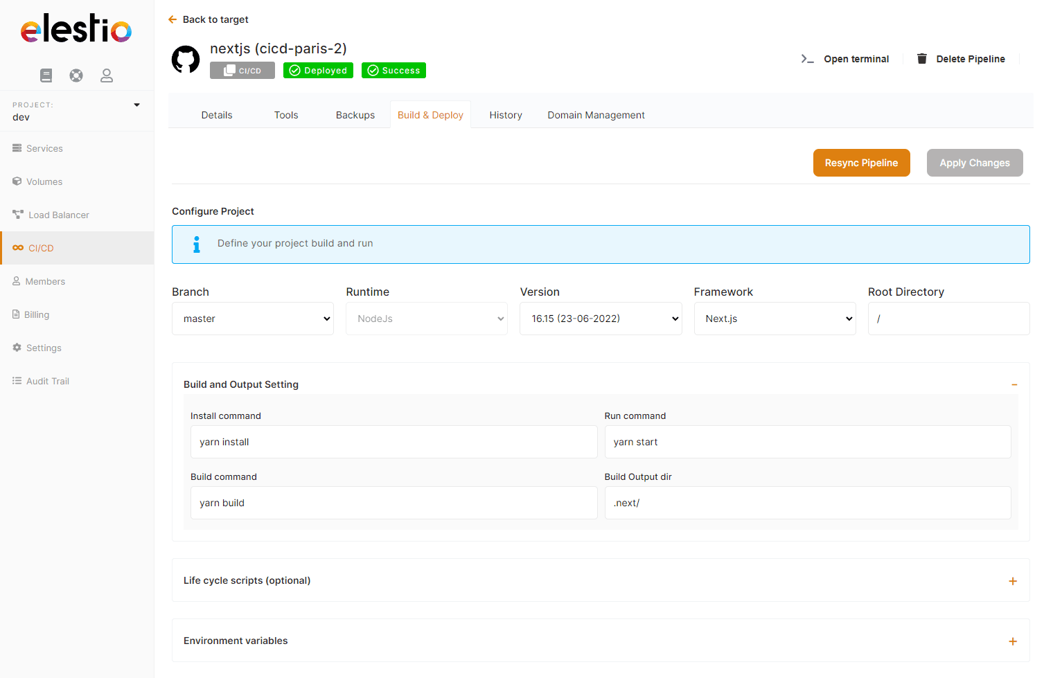 CI-CD-Target dashboard