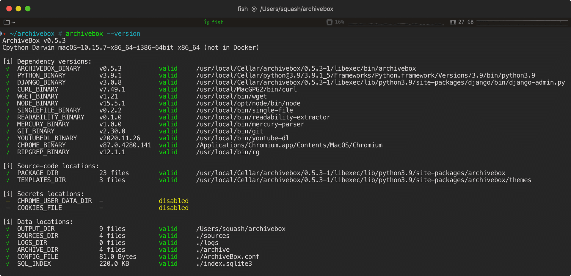 ArchiveBox dashboard