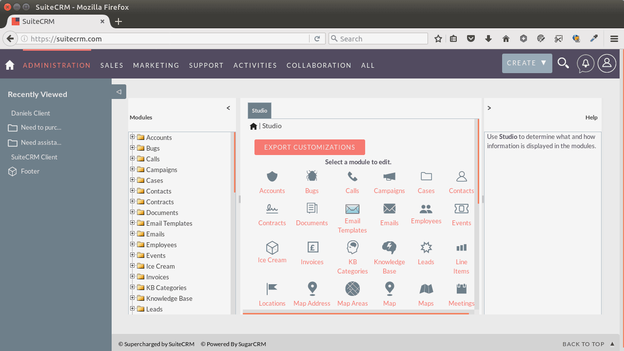 SuiteCRM software screenshot