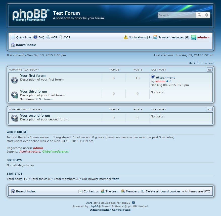 PhpBB software screenshot