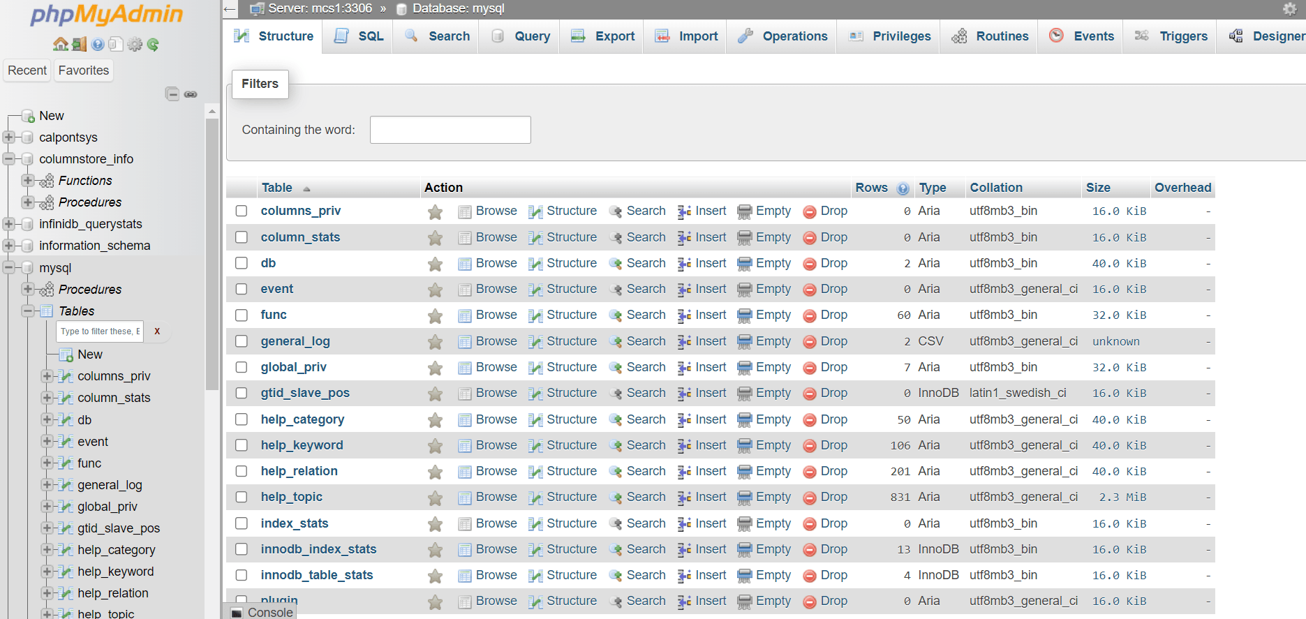 ColumnStore software screenshot