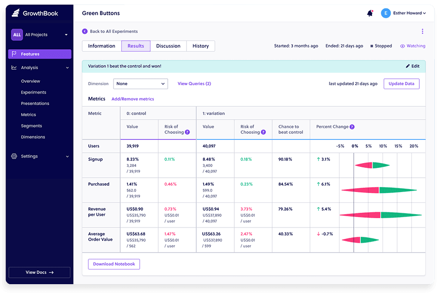 GrowthBook software screenshot