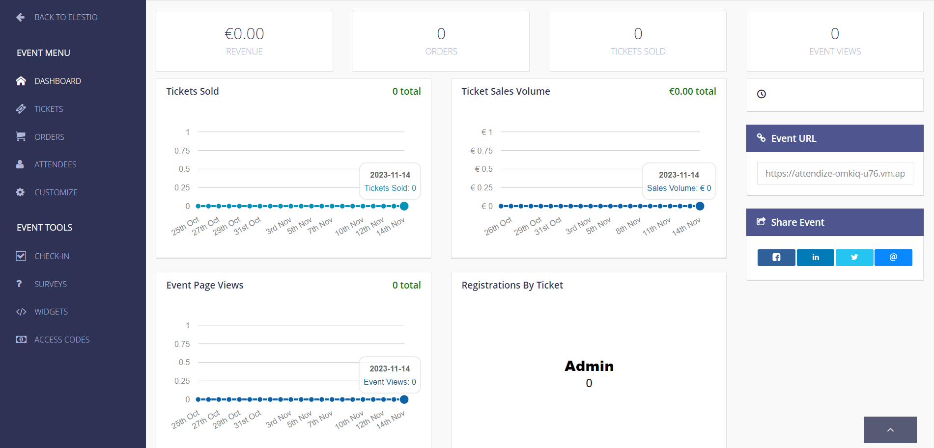 Attendize dashboard