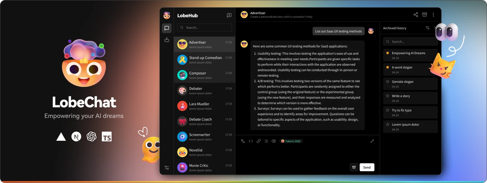 LobeChat dashboard