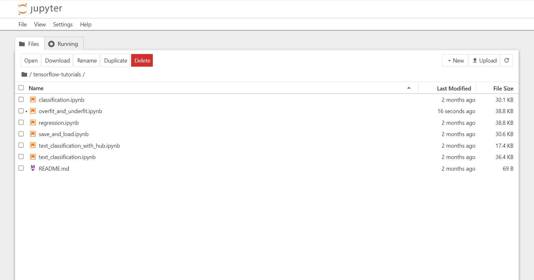 TensorFlow dashboard screenshot