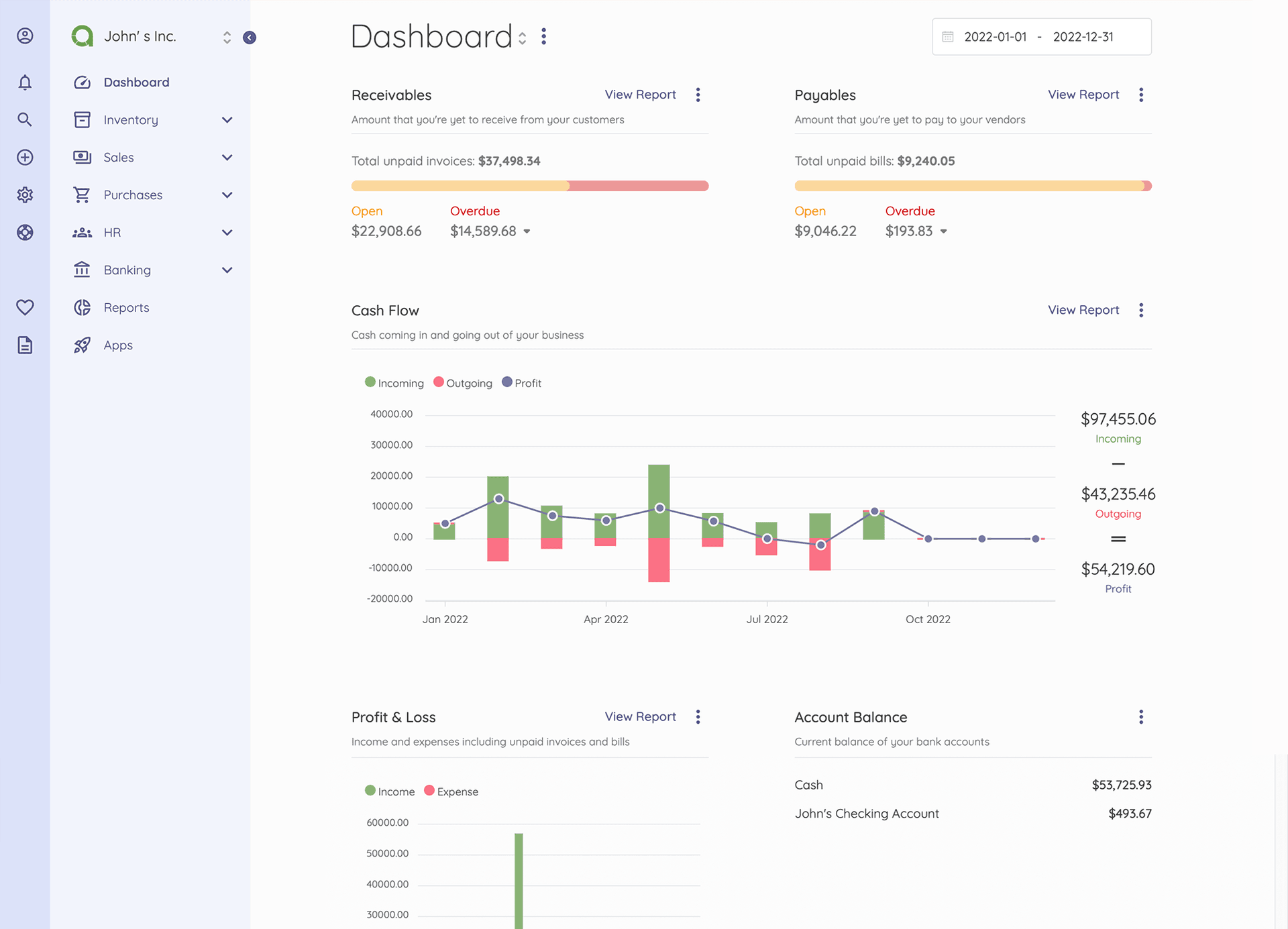 Akaunting dashboard