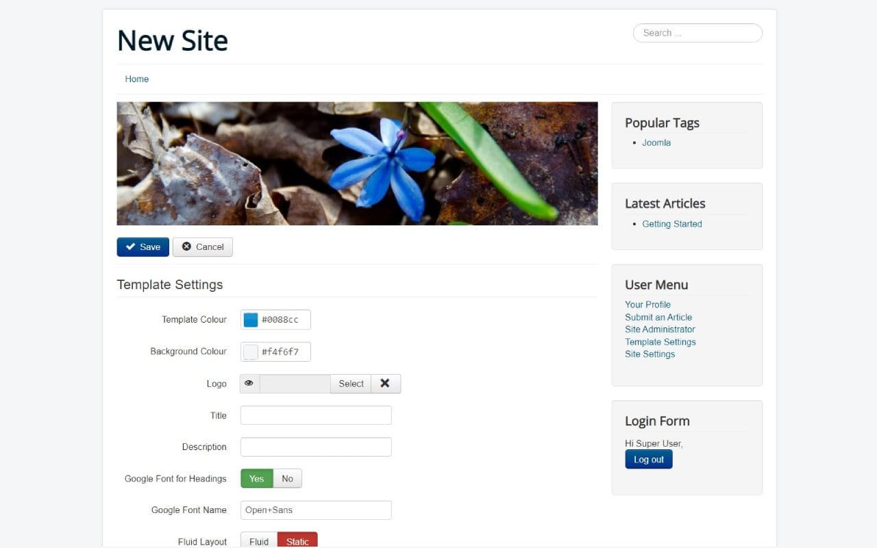 Joomla software screenshot