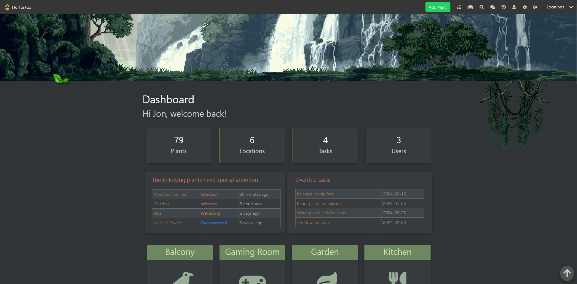 HortusFox dashboard