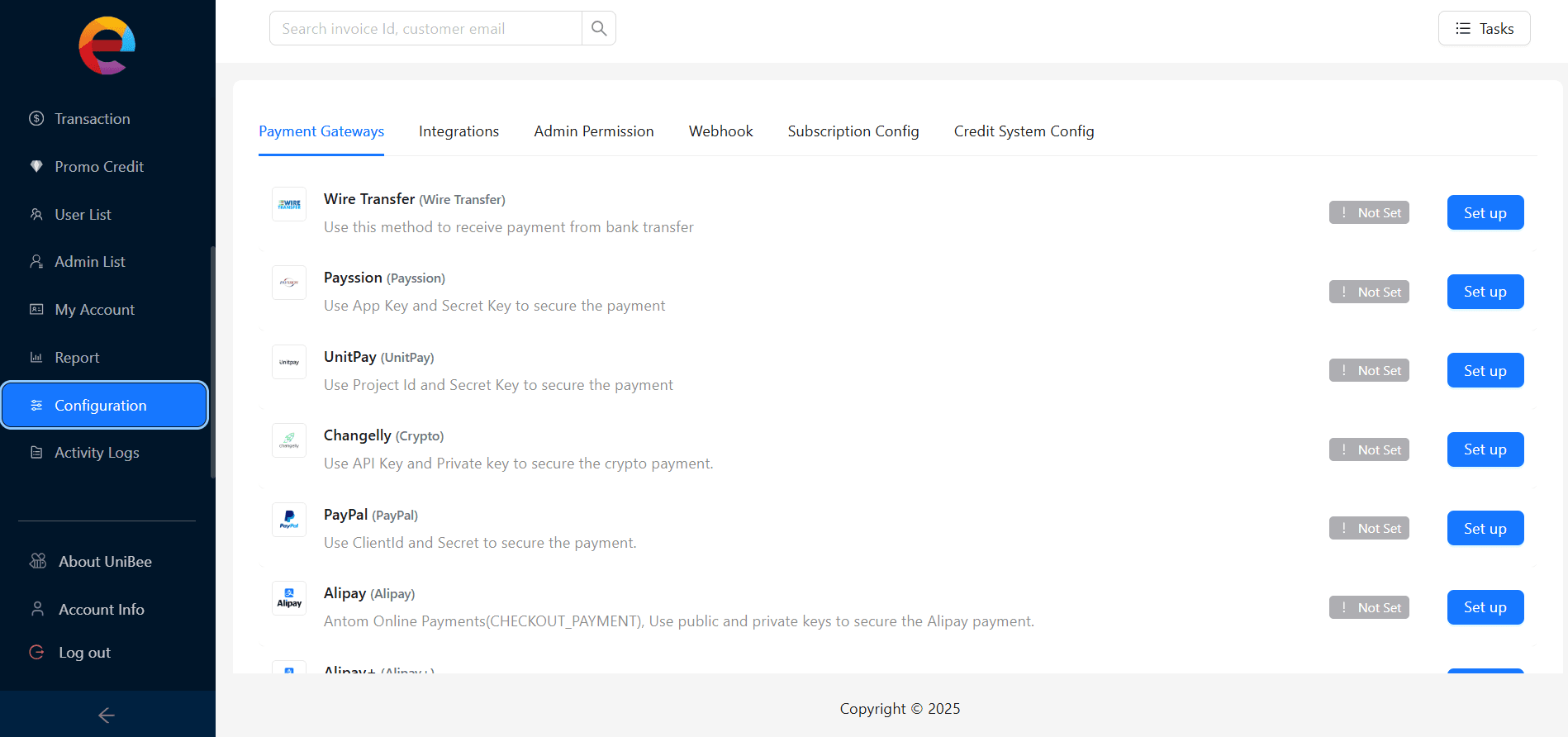 UniBee software screenshot