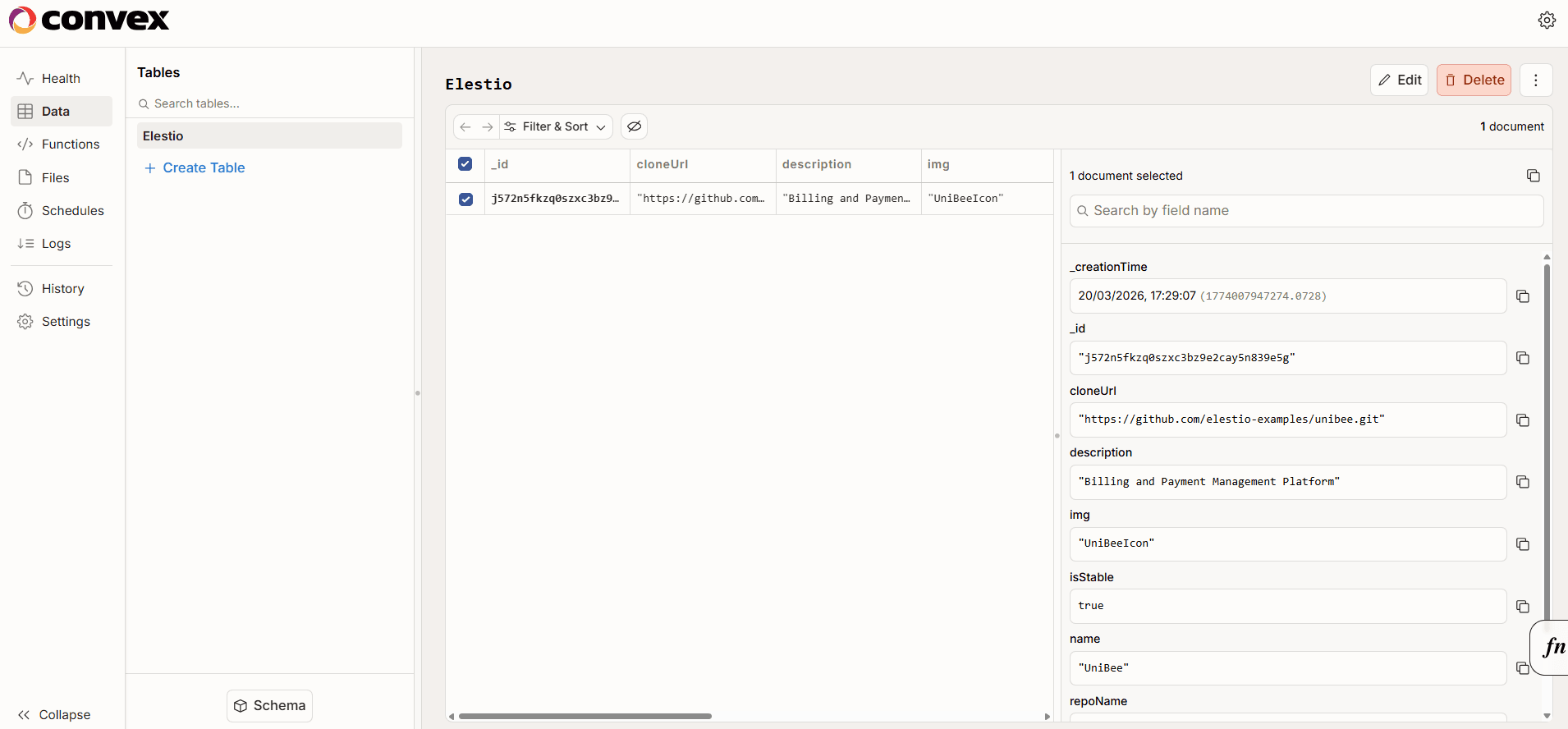 Convex software screenshot