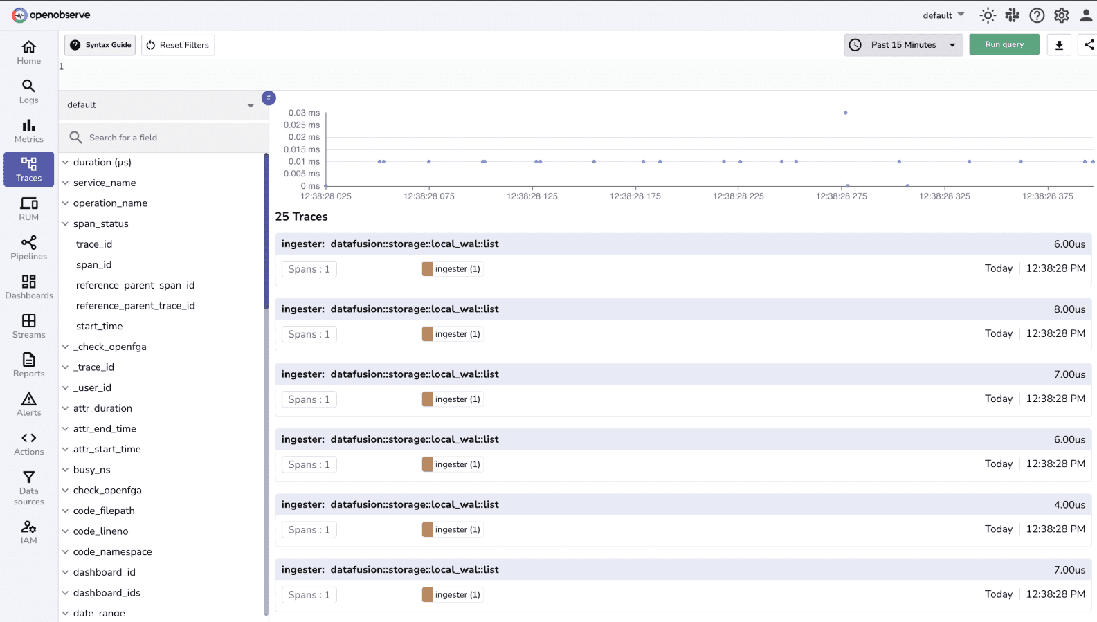 OpenObserve software screenshot