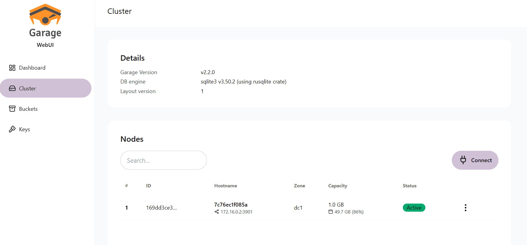 Garage software screenshot
