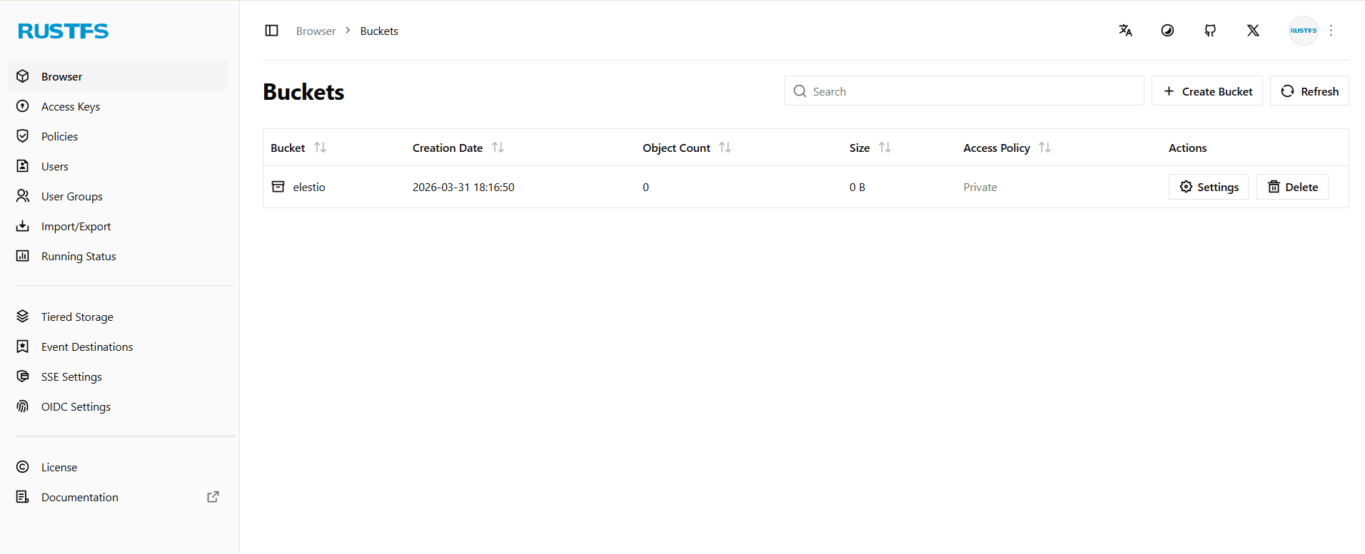 RustFS dashboard screenshot