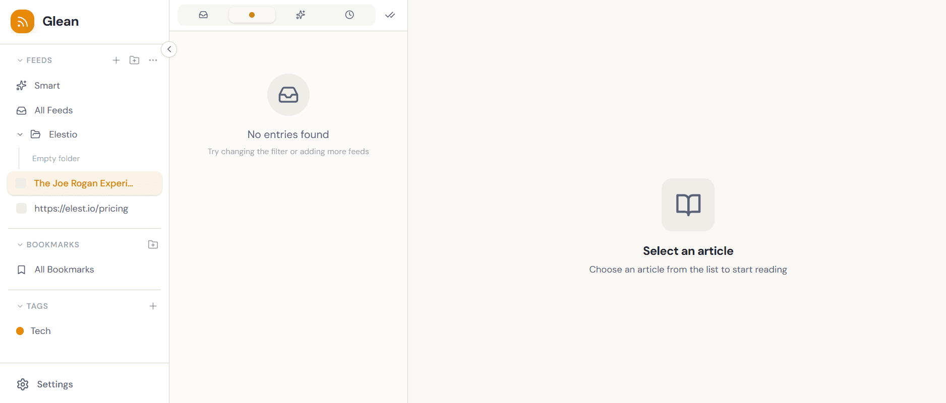 Glean software screenshot
