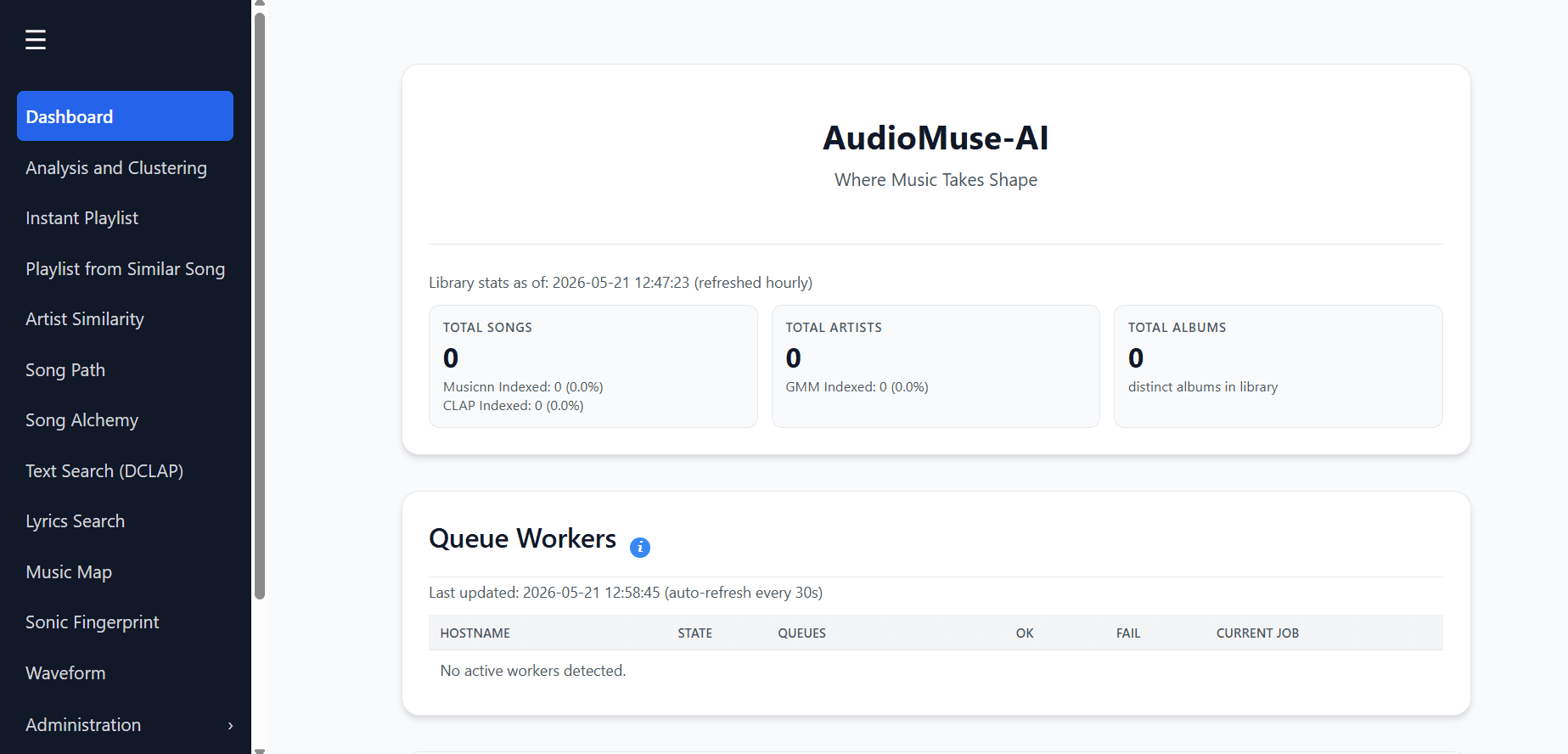 AudioMuse-AI dashboard screenshot