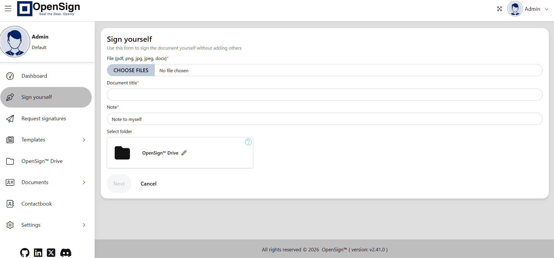 OpenSign software screenshot