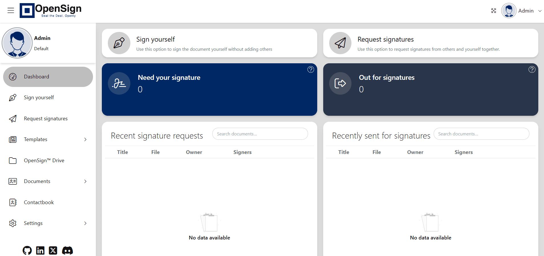 OpenSign dashboard screenshot