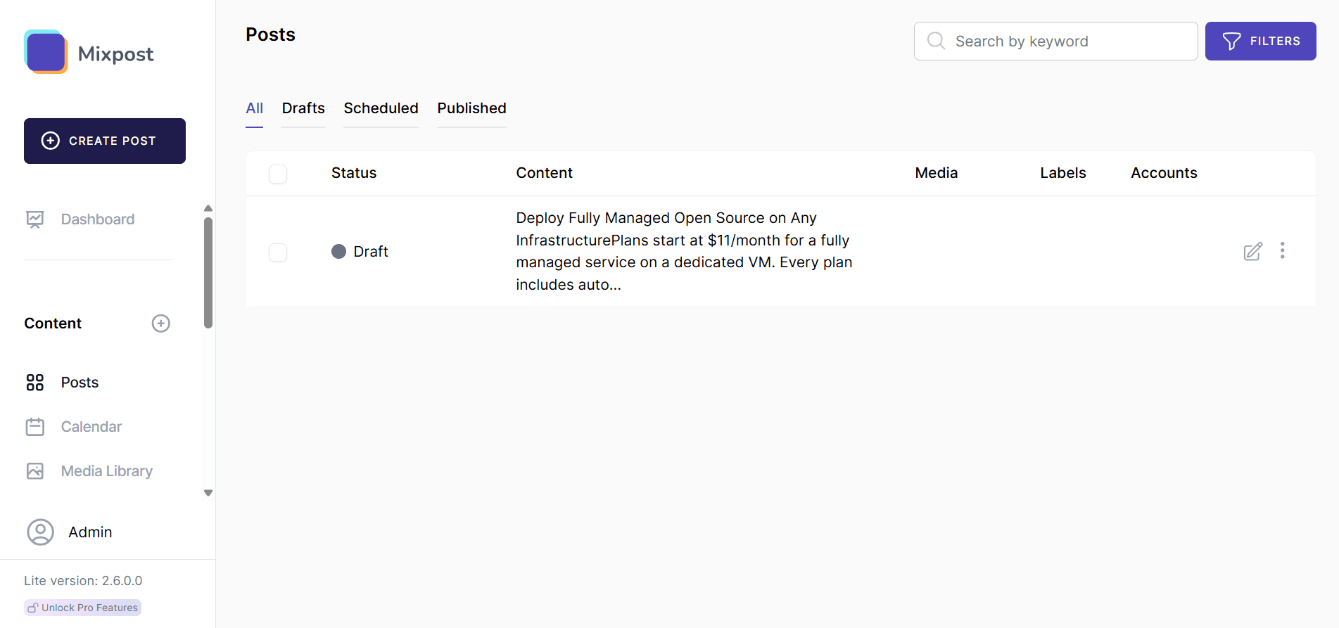 Mixpost software screenshot