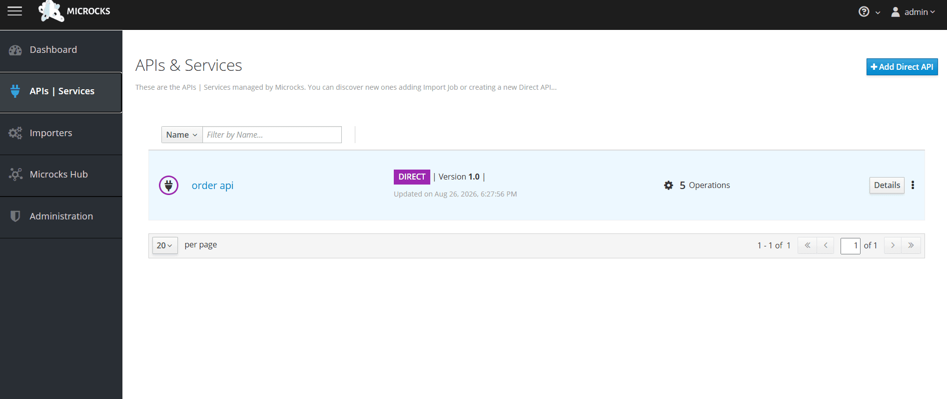 Microcks dashboard screenshot
