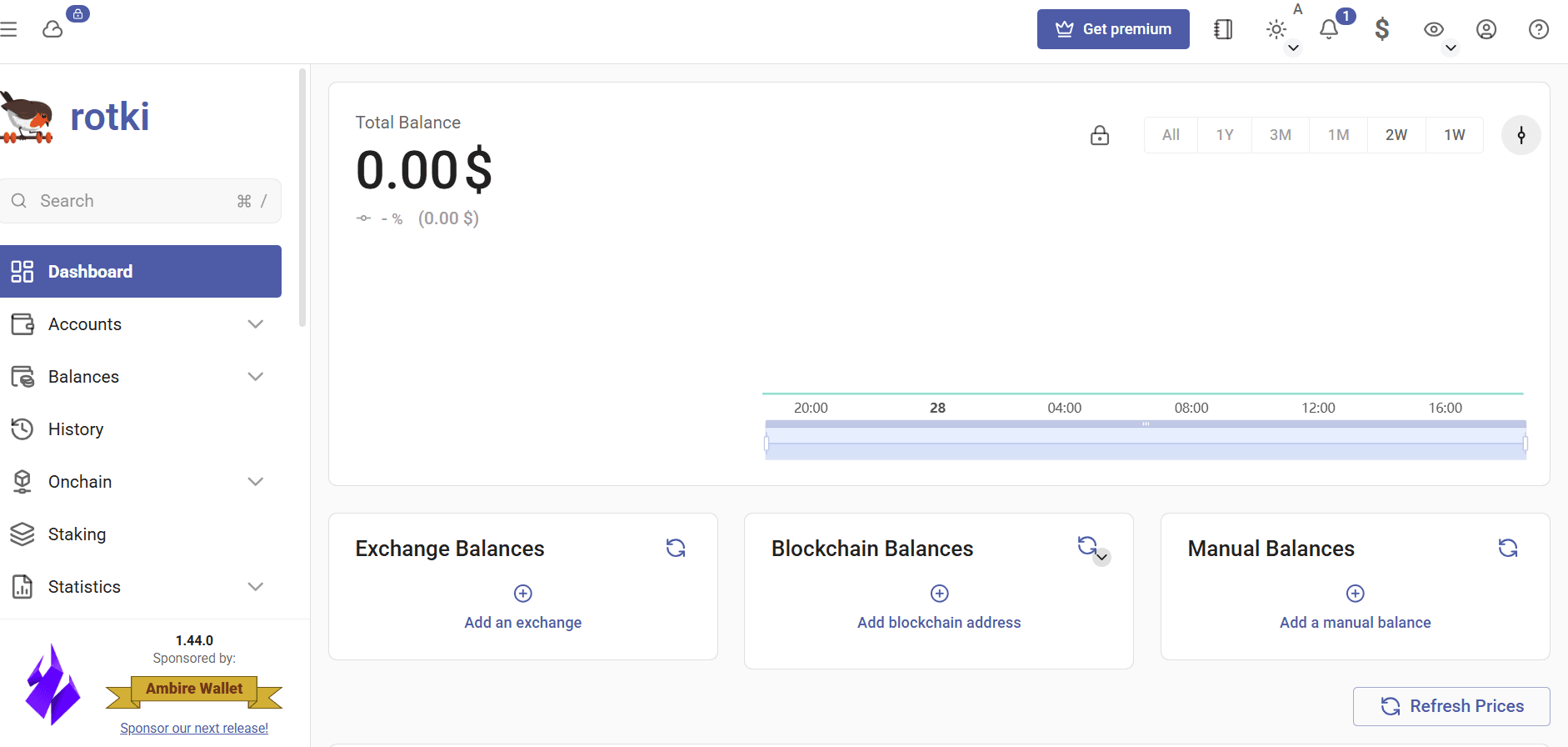 Rotki dashboard screenshot