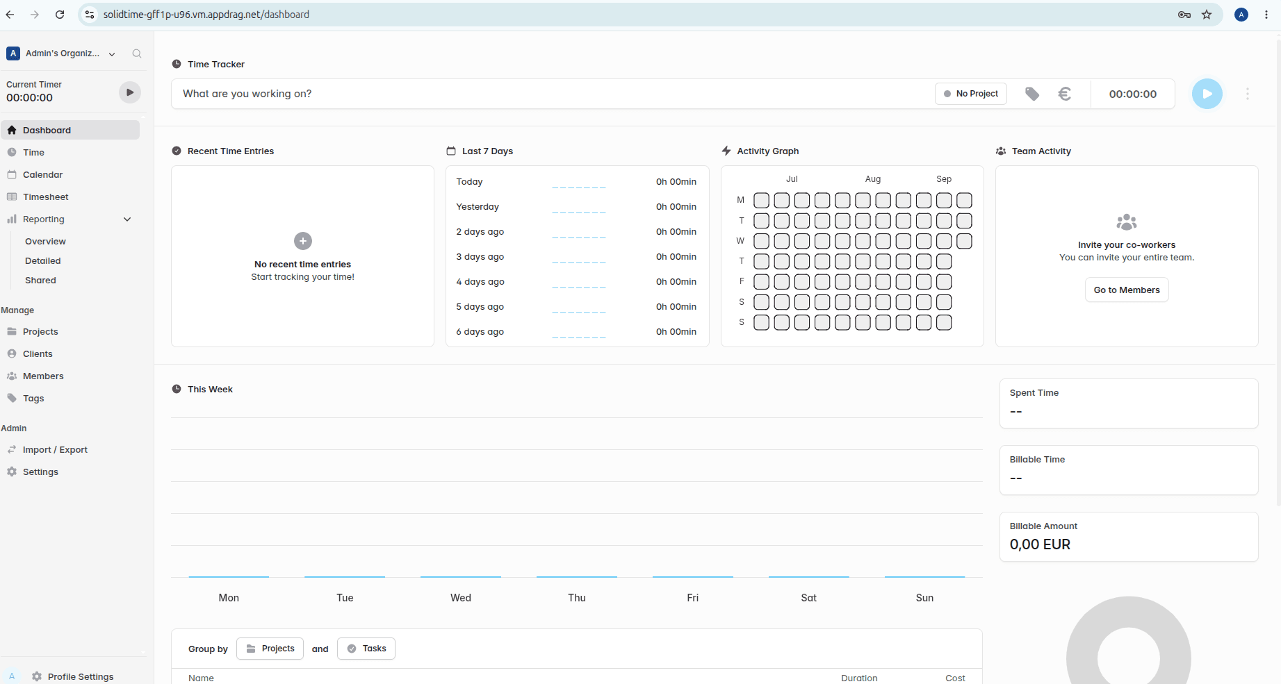Solidtime software screenshot