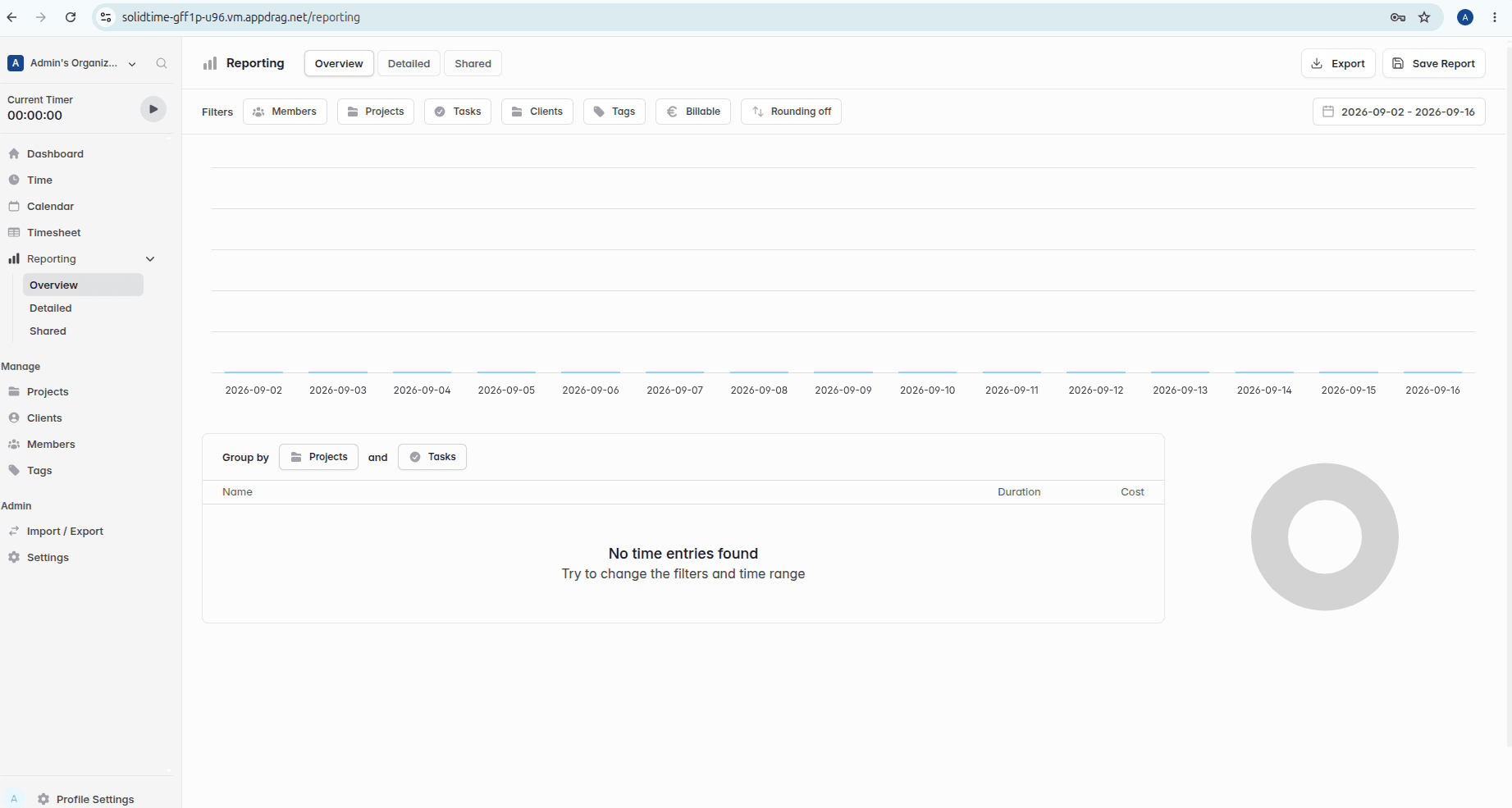 Solidtime dashboard screenshot