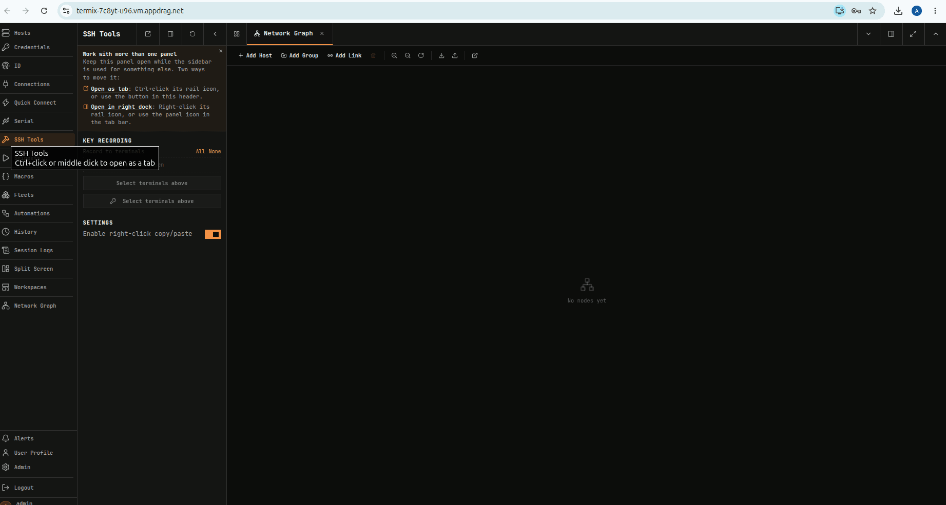Termix dashboard screenshot