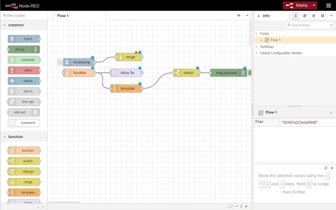 Node-red software screenshot