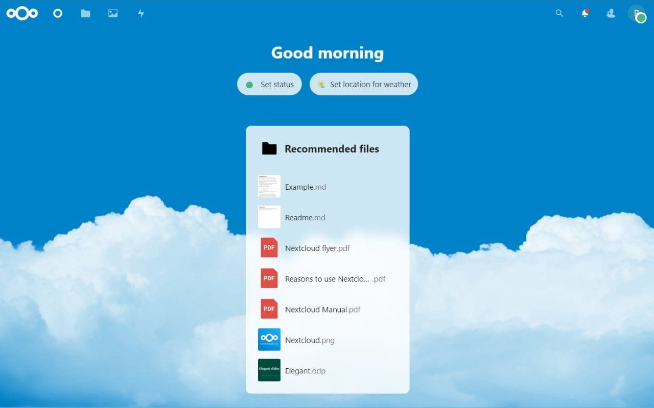 Nextcloud dashboard