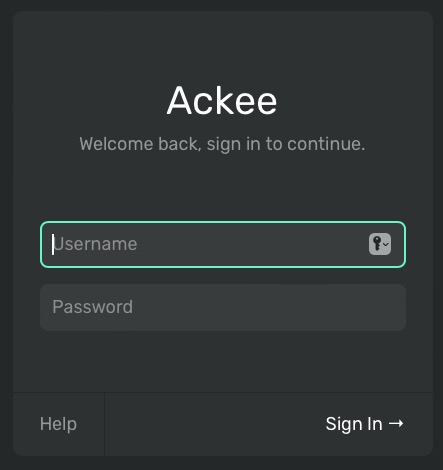 Ackee Sign In screen