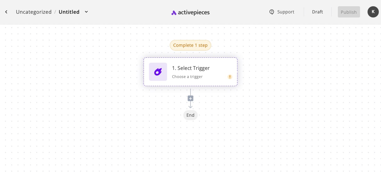 Activepieces Flow Builder screen