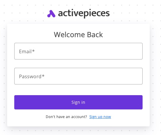 Activepieces Sign In screen