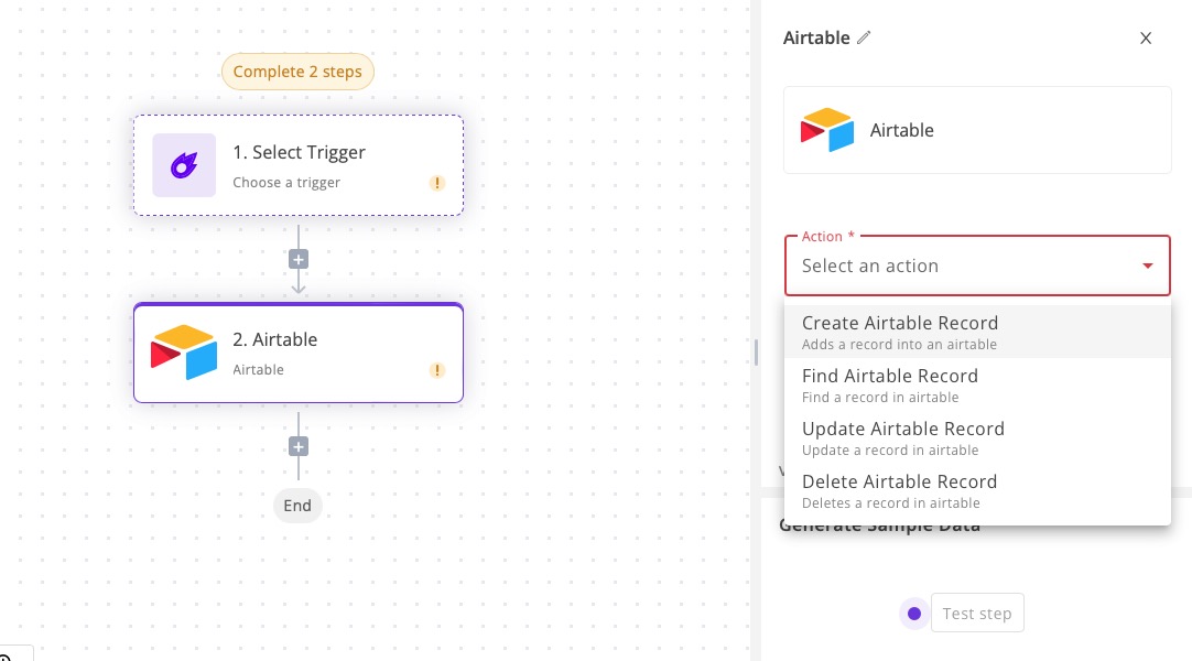 Activepieces Adding steps to Flow Builder screen