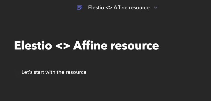 Affine New page screen