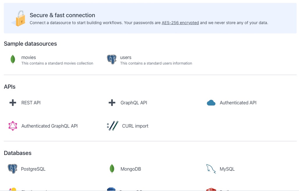 Appsmith Database screen