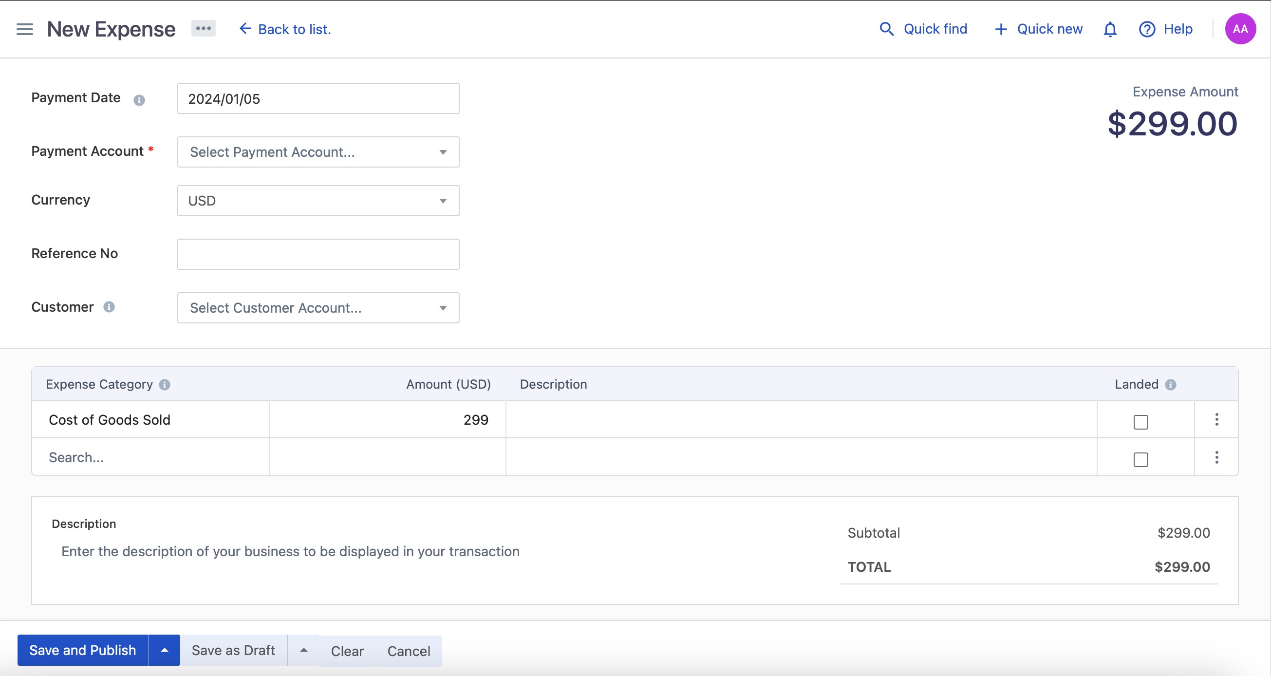 Bigcapital Managing Expenses screen