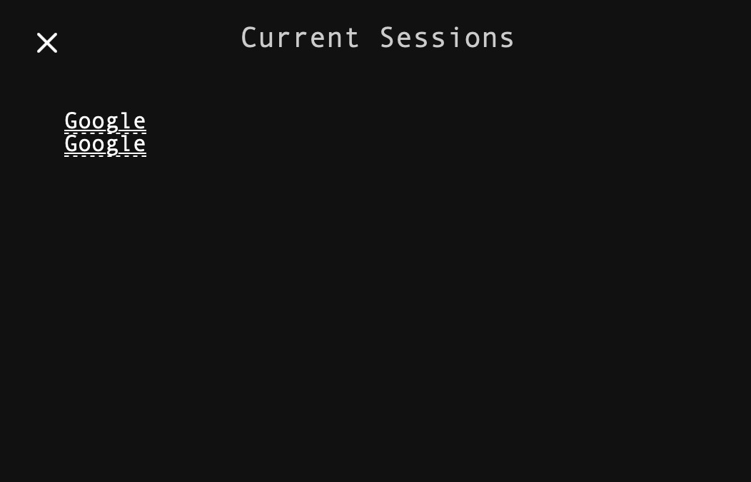 Browserless current sessions screen