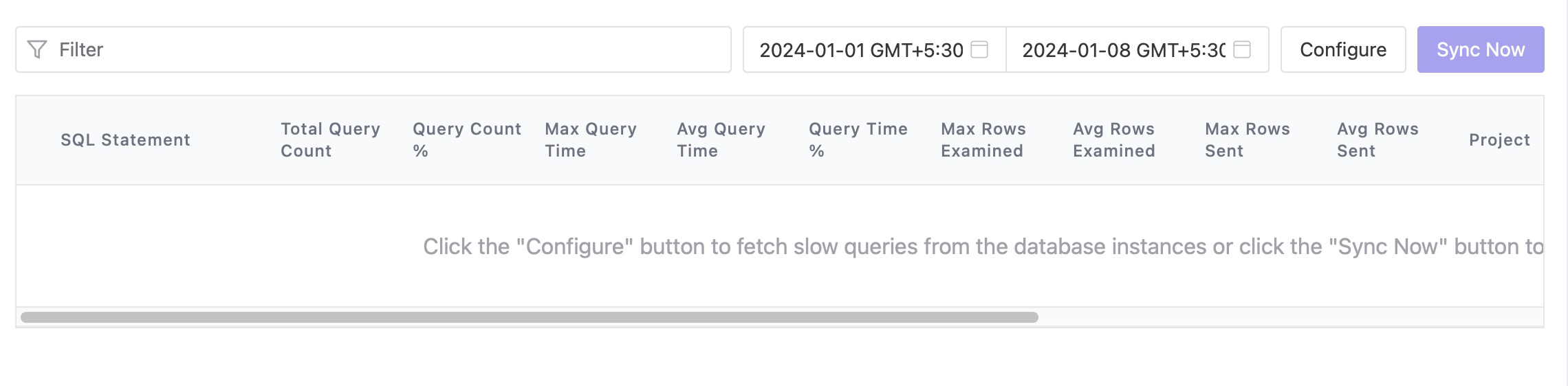 Bytebase slow queries screen