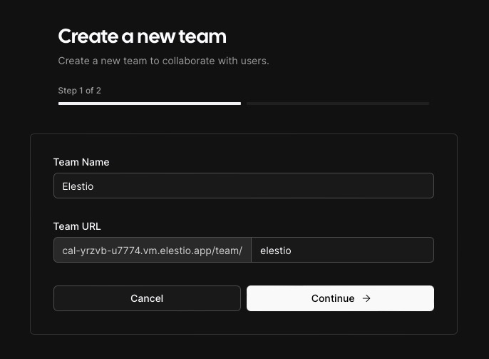 Cal create team screen