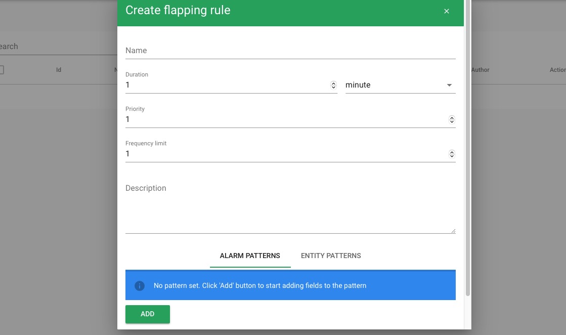 Canopsis create flapping rule screen