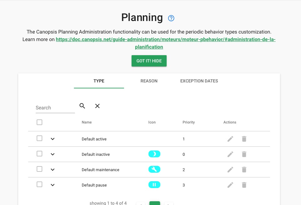 Canopsis planning screen