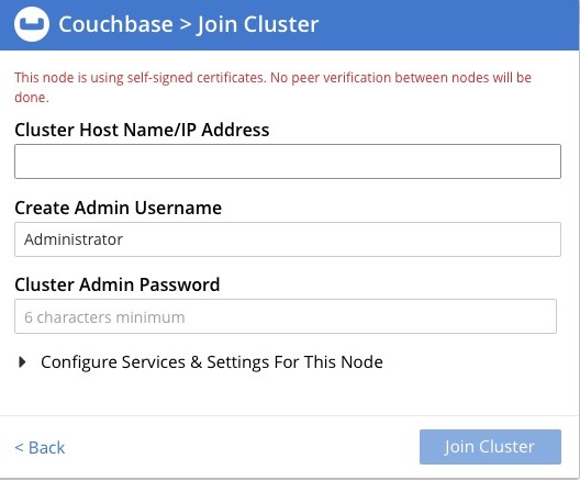 Couchbase login screen